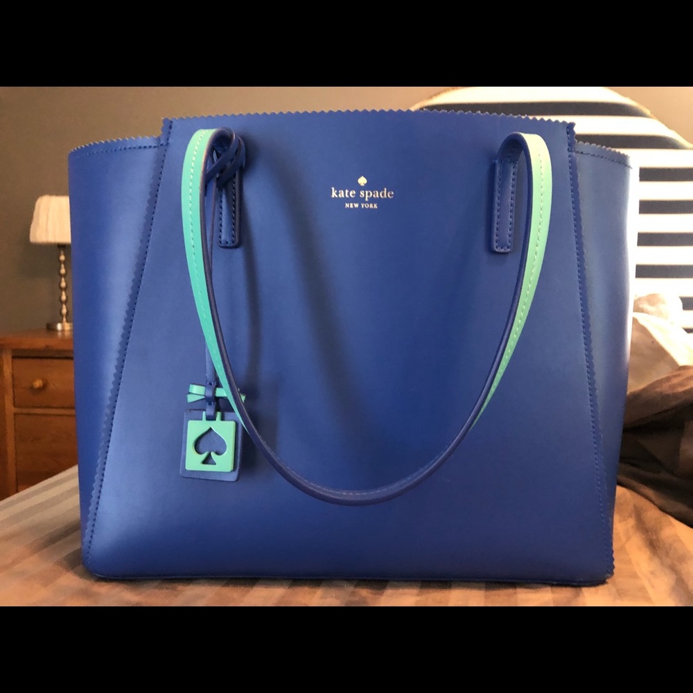 Kate Spade royal blue and turquoise tote bag.